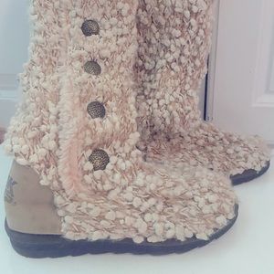 Muk Luks knee high pastel pink boots